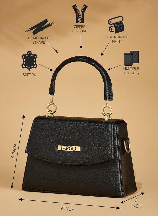 فارجو حقيبة يد صغيرة أنيقة من الجلد النباتي من فارجو، مناسبة للسيدات والفتيات | اللون الأسود - Image 4